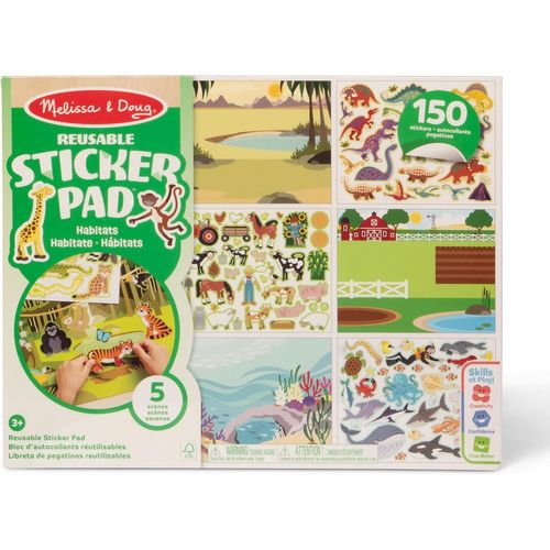 KALANKA-- Bloc Autocollants Réutilisables Thème Habitats - Livre D¿Activités Stickers Animaux Repositionnables - Activité Manuelle Enfant - Loisir Créatif - Cadeau Enfant 3 Ans Et +