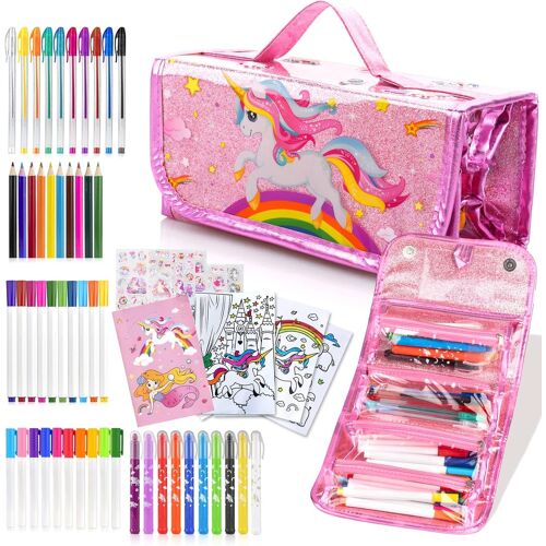 JEXNOVASHOP-60PCS Marqueurs ParfuméS Aux Fruits Avec Trousse Licorne Pour Enfants De 3, 4, 5, 6, 7, 8, 10 Ans Fille