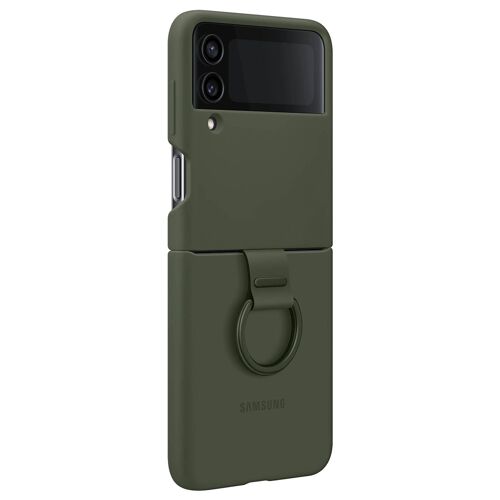 Coque Samsung Galaxy Z Flip 4 En Silicone Gel Avec Bague Original Samsung Kaki