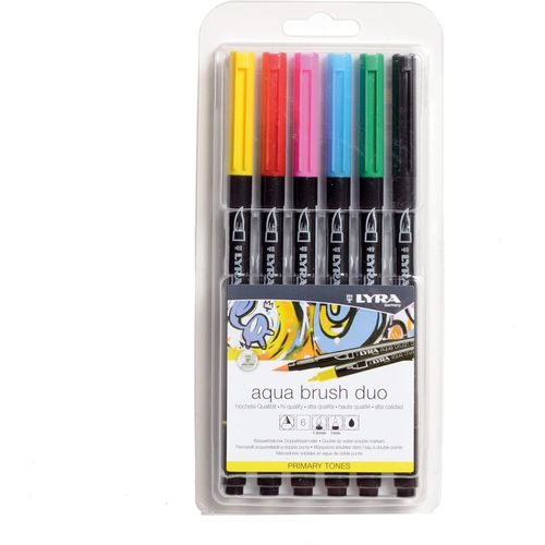 Kalanka-Aqua Brush Duo - Blister 6 Feutres Double Pointe Couleurs Primaires