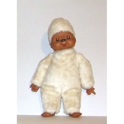 Bébé Ancetre De Kiki Blanc Aux Yeux Bleus Qui Met Son Doigt Ou Son Pouce Dans Sa Bouche Peluche Doudou Vintage 36cm