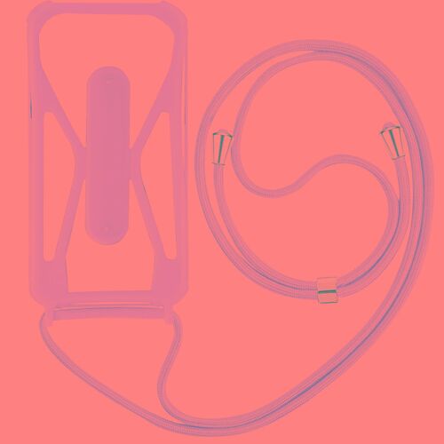 Coque Cordon Smartphone Universel Silicone Coins bumper Béquille support rose