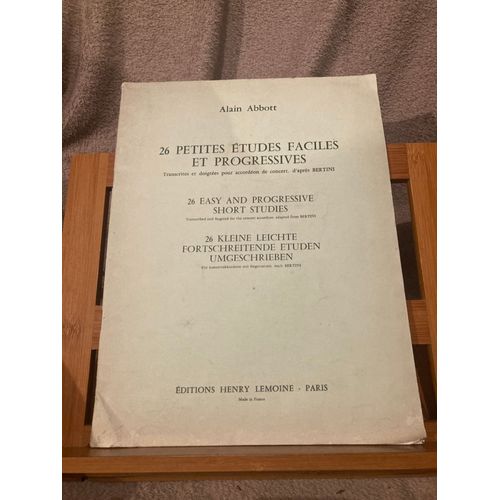 Alain Abbott 26 Petites Études D'après Bertini Partition Accordéon Ed. Lemoine