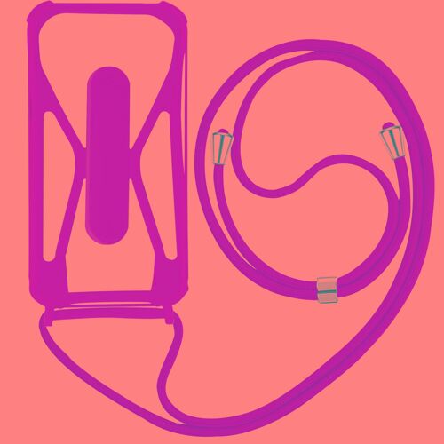 Coque Cordon Smartphone Universel Silicone Coins bumper Béquille support jaune