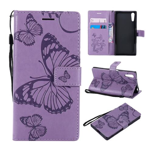 Étui Pour Rabattu Sony Xperia Xz Avec Support De Fente Pour Carte Flip Kickband Couverture Antichoc Cuir Pu Couverture Magnétique - Violet