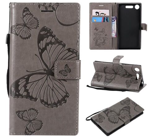 Étui Pour Rabattu Sony Xperia Xz1 Flip Kickband Couverture Magnétique Couverture Antichoc Avec Support De Fente Pour Carte Cuir Pu - Gris Clair