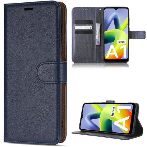 Coque Pour Xiaomi Redmi A1 Fermeture Magnétique Design Effet Cuir Solide Élégant - Bleu Marine - E.F.Connection