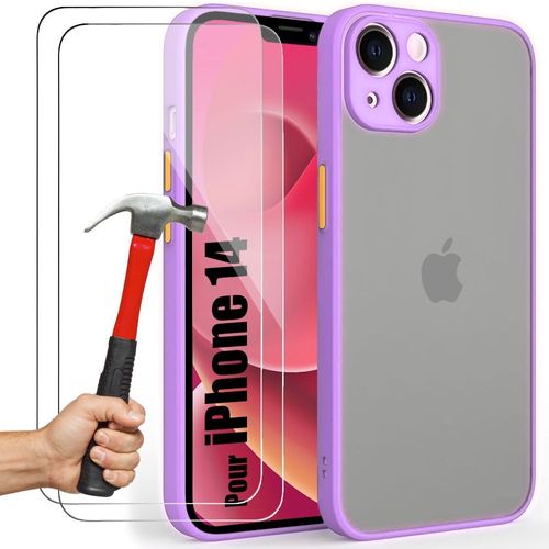 Coque Pour Iphone 14 Ultra Fine Silicone Violet + 2 Verres Trempés - E.F.Connection