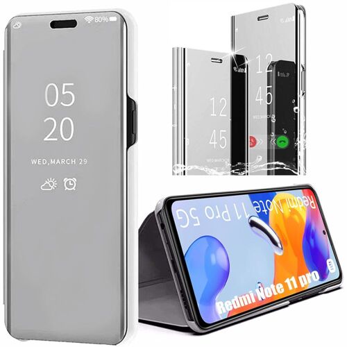 Coque Pour Xiaomi Redmi Note 11 Pro 4g/5g Effet Miroir Fenêtre Translucide Argenté - E.F.Connection