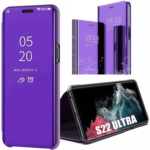 Coque Pour Samsung Galaxy S22 Ultra Protection Avant Et Arrière Smart Case Clear View - Violet - E.F.Connection