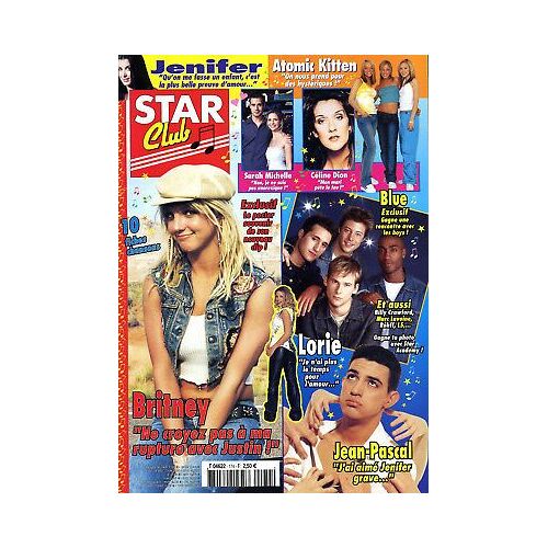 Star Club N174 Mai2002 Magazine Revue Avec Britney Spears/Lorie/Billy Crawford/Jean-Pascal/Sarah Michelle Gellar/Céline Dion/Atomic Kitten/Jenifer/Blue/L5/Rhoff/Marc Lavoine/Jalane/Alicia Keys/Djalil