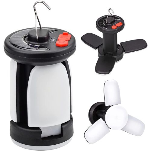 Lampe Camping Solaire Rechargeable,6 Modes D'éclairage Réglable  Portable Lampe Led Pliable Pour Urgence,Camping,Randonnée,Pêche