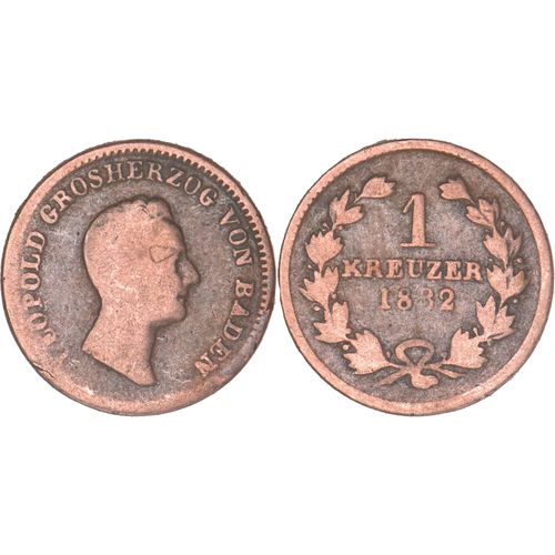 Allemagne - Grand Duché De Bade - 1832 - 1 Kreuzer - Léopold 1er - 172 230 Ex. 12-143
