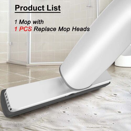 Serpillière plate à essorage automatique avec têtes en éponge PVA, serpillière de lavage du sol pour la chambre à coucher, outils de nettoyage ménager