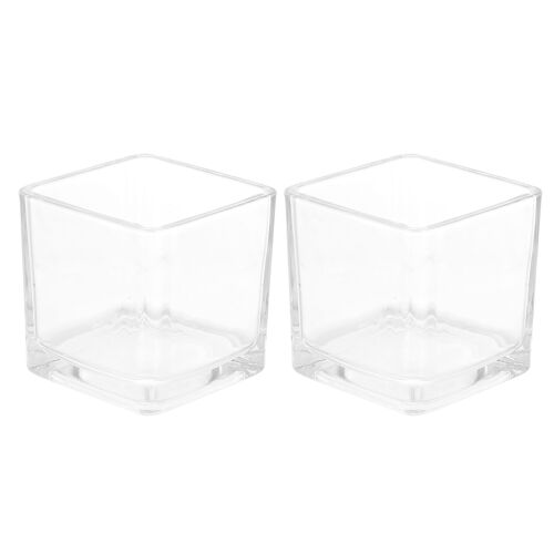 Tasse de bougie carrée aromathérapie, récipient en verre, 2 pièces