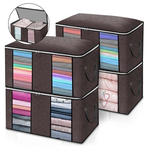 Sacs de rangement pour vêtements pliables 90L, 4 pièces/ensemble, sacs de rangement pour couettes, couvertures et pulls, boîte de rangement, pochettes de tri, ensembles de vêtements pour la maison