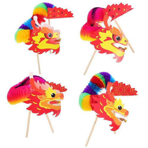 Lot de 4 ensembles de papier pour la fabrication de Dragon, accessoires artisanaux pour enfants, pour le nouvel an