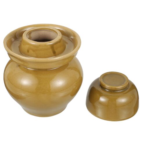 Pot de cornichons en céramique 1 pièce, récipient de scellage en céramique pour la maison (kaki)