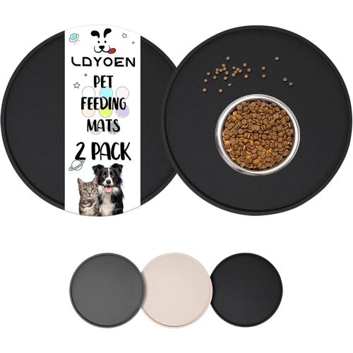 Kalanka-2 Tapis Gamelle Chat Et Chien De Silicone- Tapis De Nourriture Pour Chat - Avec Rebords Surélevés Pour Contenir Les Déversements Imperméable 30x30cm - Noir