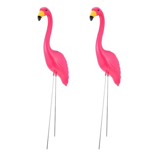 Statue de flamant rose artificielle, piquet de jardin, décoration de pelouse, maison, 2 pièces