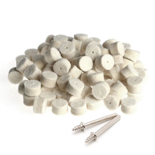 Tampon de polissage en feutre de laine, 13mm + 2 tiges pour meule, 100 pièces