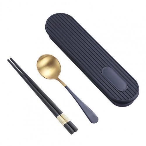 Vaisselle En Acier Inoxydable, Vaisselle Écologique, Accessoires De Cuisine, Baguettes Cuillère Ensemble De Couverts Portables Avec Étui