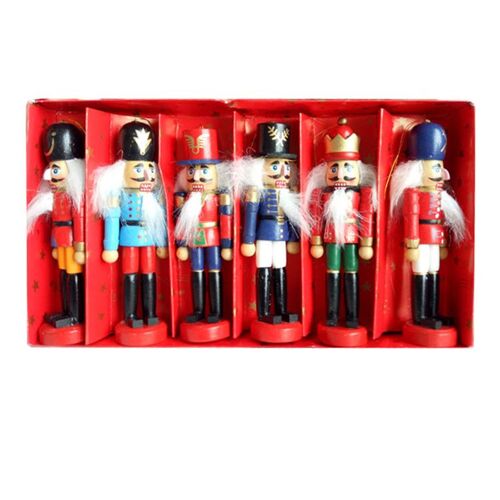 Poupée pour enfants, 12cm, avec boîte-cadeau, soldat casse-noisette, décoration de joyeux noël, pendentifs décoratifs pour arbre de noël