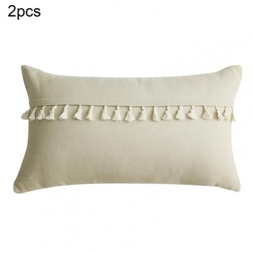 Housse de coussin en Polyester, 2 pièces, simple, respirant, doux, Design à pompon, décoration de la maison, respectueux de la peau