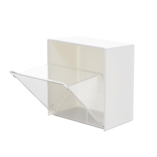 Boîte de rangement murale sans perforation, boîte de rangement murale à clapet à grille blanche, pratique, maquillage, coton, conteneur de cosmétiques pour la maison