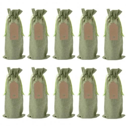 Ensemble de sacs à vin en toile de Jute rustique, avec étiquettes, réutilisables, décoratifs, élégants, emballage cadeau, 10 pièces/ensemble