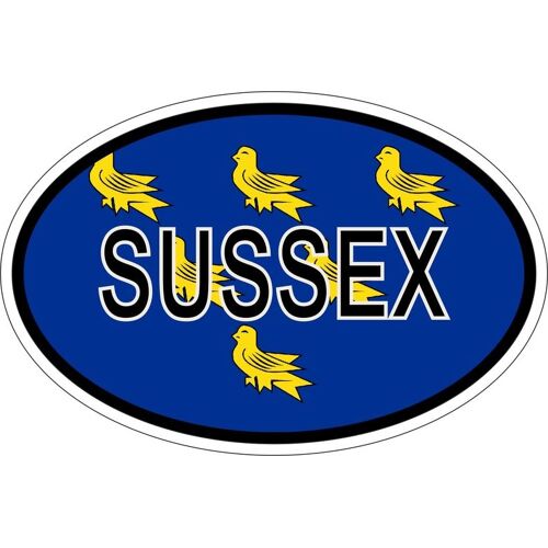 Autocollant Sticker Ovale Oval Drapeau Code Pays Royaume Uni Sussex