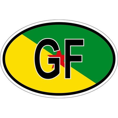 Autocollant Sticker Ovale Oval Drapeau Code Pays Gf Guyane Francaise