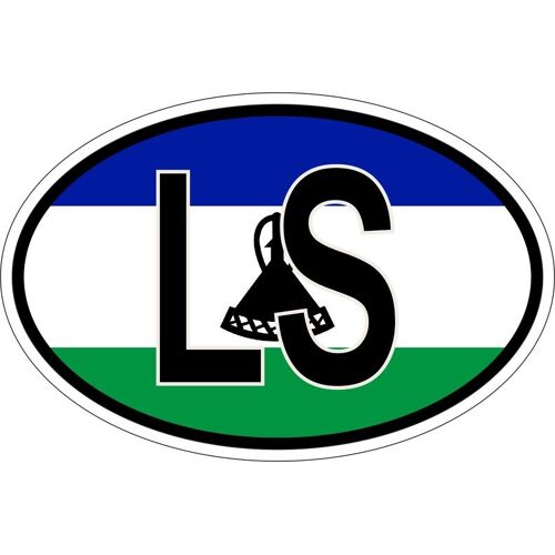 Autocollant Sticker Ovale Oval Drapeau Code Pays Ls Lesotho