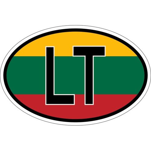Autocollant Sticker Ovale Oval Drapeau Code Pays Lt Lituanie