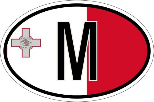Autocollant Sticker Ovale Oval Drapeau Code Pays M Malte