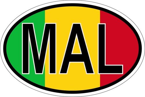 Autocollant Sticker Ovale Oval Drapeau Code Pays Rmm Mali