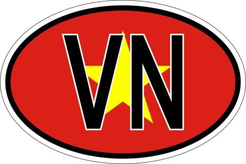 Autocollant Sticker Ovale Oval Drapeau Code Pays Vn Vietnam