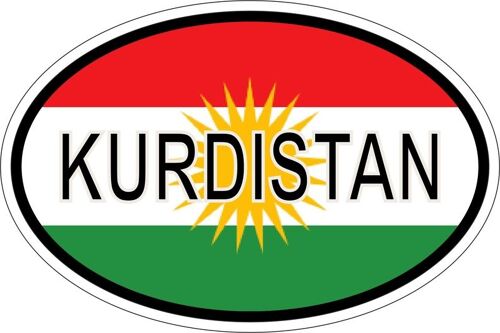 Autocollant Sticker Ovale Oval Drapeau Code Pays Kurdistan