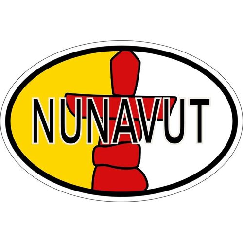Autocollant Sticker Ovale Oval Drapeau Code Pays Canada Nunavut