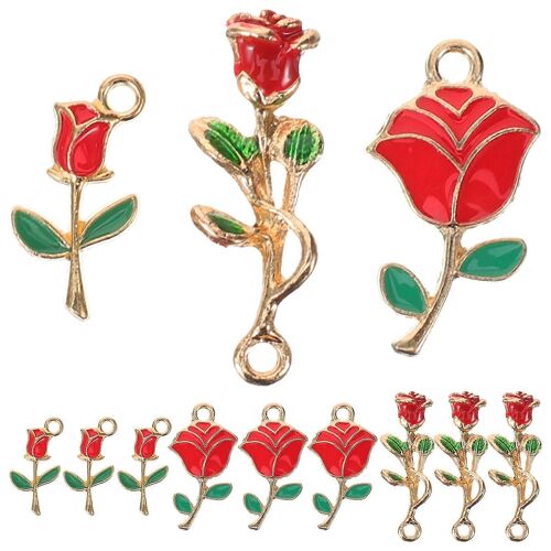 30 Pièces Mini Breloques Rose Alliage De Zinc Mini Breloques Rose Bijoux Breloques Bricolage Fournitures De Bijoux