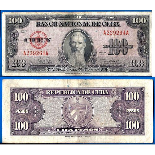 Cuba 100 Pesos 1950 Aguilera Amerique Centrale Caraibe Peso Centavos Billet