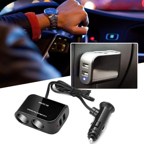 Allume-Cigare Universel 2 Voies Usb 12v/24v, Avec Interrupteur Led, Chargeur De Prise Automatique, Adaptateur Allume-Cigare Pour Véhicule