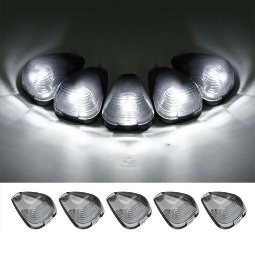 Marqueur De Toit De Cabine Fumé, 5 Pièces, Lentille T10 Led 6000k, Ampoules Blanches Pour Ford F150 F250 F350 F450 F550 F-650 F-750