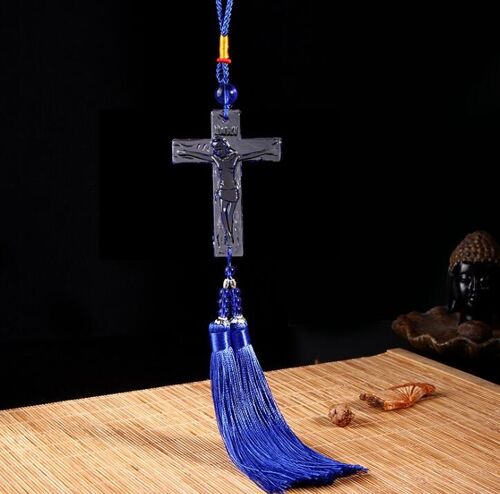 Pendentif De Voiture Avec Jésus Chrétien, Croix En Verre, Accessoires De Voiture, Ornements De Noël, Décoration De Maison