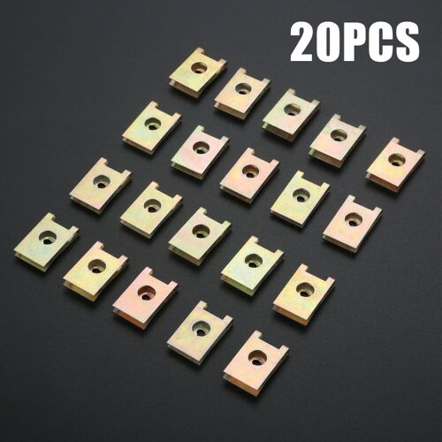 Clips De Fixation À Vis Type U J98, 20 Pièces, Base À Vis, Écrou De Montage, Pince De Plaque De Protection Pare-Choc Pour Garde-Boue De Moteur Automobile 3mm