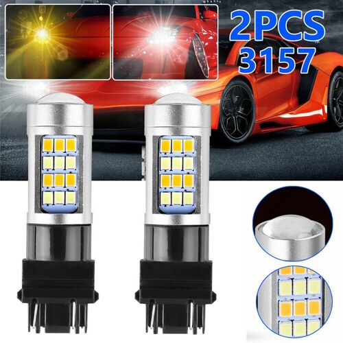 Clignotant Clignotant Pour Voiture, 2 Pièces, Lumière Blanche/Ambre, Double Couleur, 3157 Led Drl, Clignotant, Ampoule De Stationnement, Accessoires De Voiture