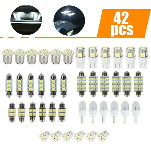 Ampoules Led Universelles Pour Intérieur De Voiture, 42 Pièces, Réglage Automatique De La Voiture, Dôme, Plaque D'immatriculation, Lampe Mixte, Accessoires De Décoration De Voiture Créatifs