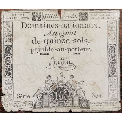 Assignat 15 Sols - L'an 4e De La Liberté - 4 Janvier 1792 - Série 304 - Buttin