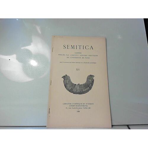Semitica, Inst. D'études Sémitiques Xv, 1965