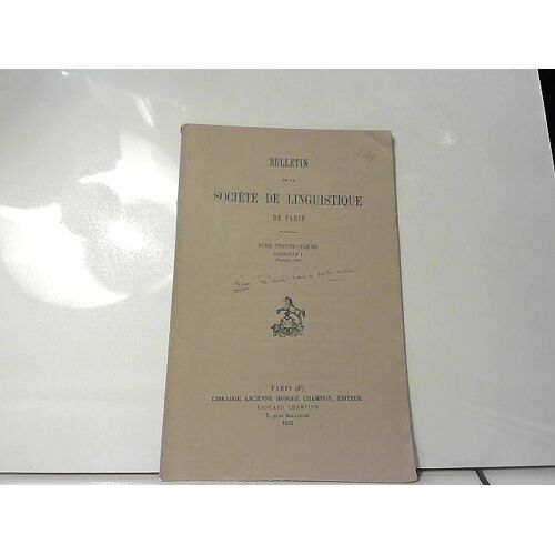 Bulletin De La Société De Linguistique De Paris Tome 36 Fasc 1 1935